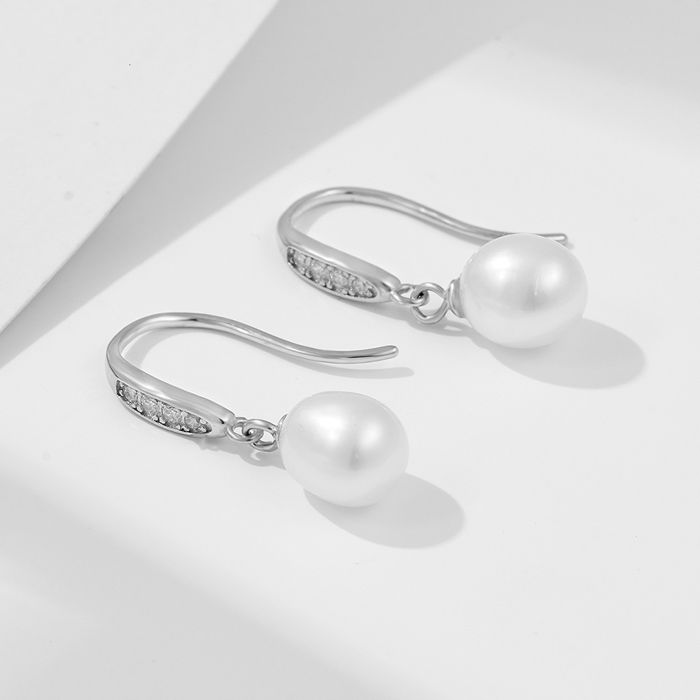 s925 sterling silver freshwater pearl long hook for women, light luxury vintage high-end earrings