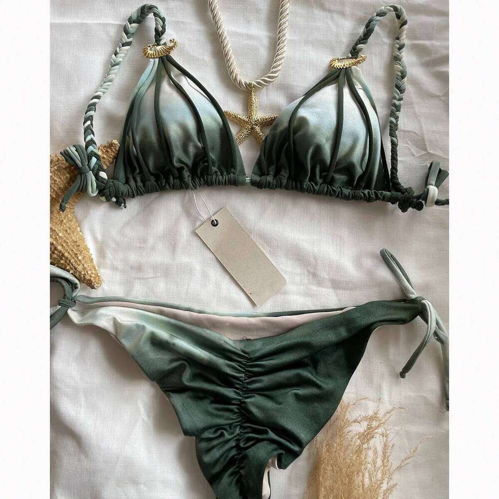 2025 New Bikini Sexy Tie Dye Split swimwear for woman Swimwear Women Z260206