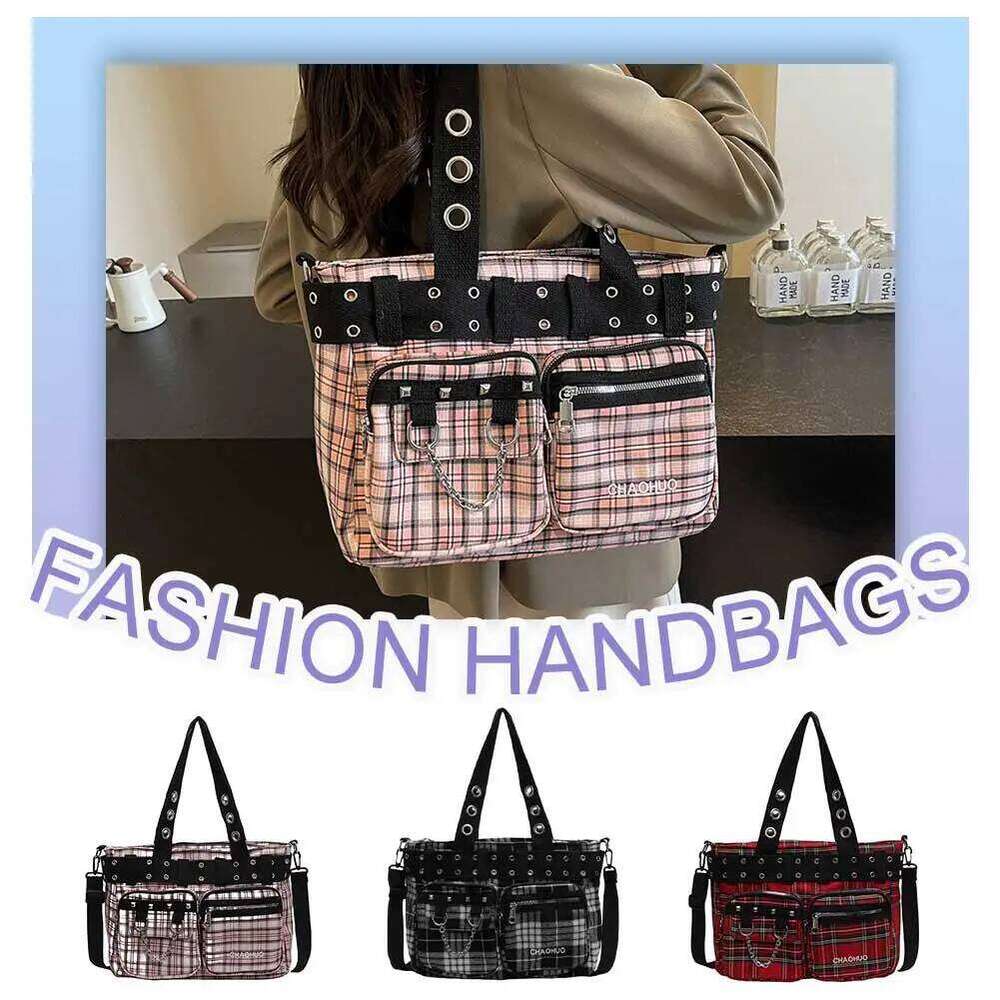 Crossbody Women Adjustable Strap Underarm Bag Nylon with Rivet Satchel Purse for Travel Shopping Y260205