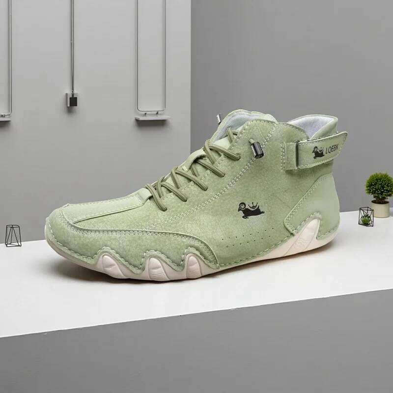 Retro High Top Skateboard Soft Non Slip Rubber Soles Breathable Lining Suitable for Daily Wear Artistic Men Casual Shoes