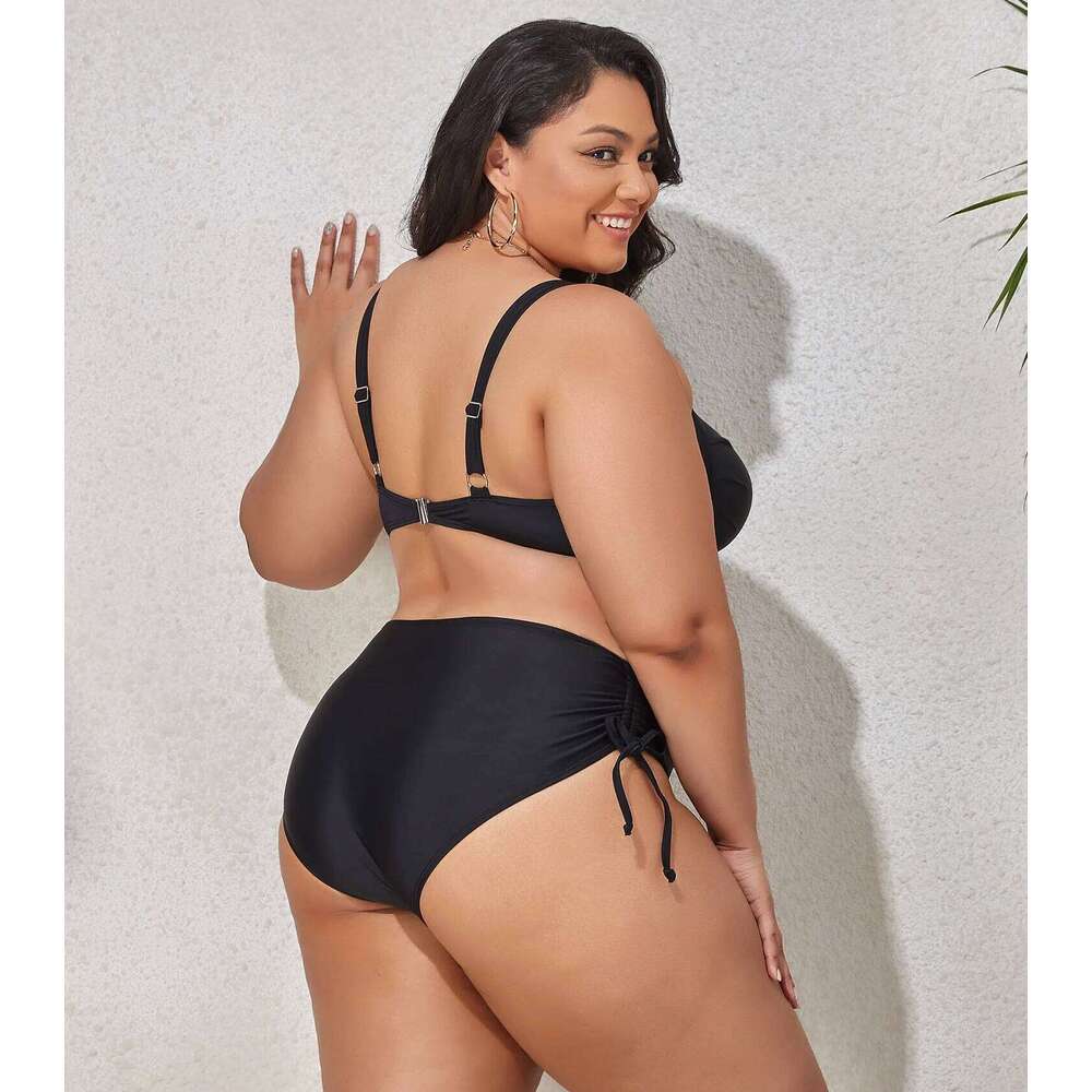 2025 New Plus Size Swimwear for Women Swimsuit Large Bathing Suits Two-piece High Waist Push Up Bikini Set Sexy Separate Stylish XJ260206