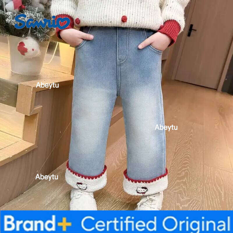 Sanrio Hello Kitty Kawaii Y2K Anime Children's Clothing Jeans Winter Overalls for Newborns Fuzz Amsterdam Kids Overall Boy Girls H260206