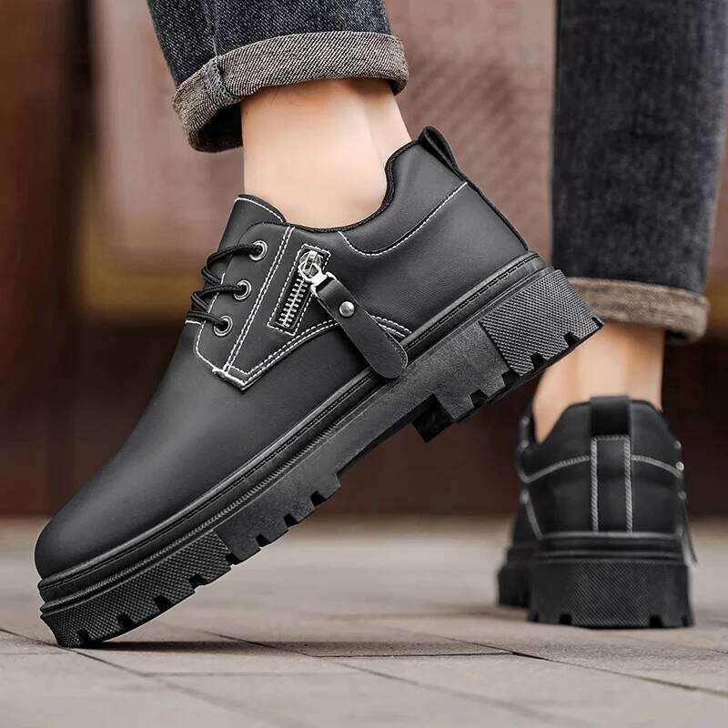 Spring and Autumn New Personalized Large Size Men's Formal Business Wear-Resistant Thick-Soled British Style Large-Toe Shoes, Trendy Casual Shoes