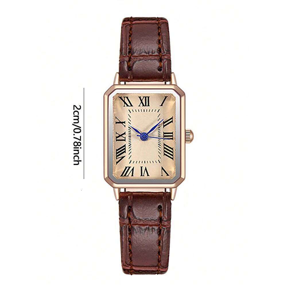Retro Classic Casual Quartz Dial Leather Strap Band Rectangle Clock Fashionable Wrist Watches for Women Z260206