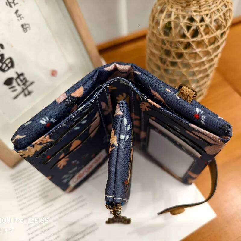 Women Zipper Hasp Short Wallet PU Leather-Capacity Coin Purse Money Bag Frosted Printing ID Card Holder Girl Cute Clutch Y260206