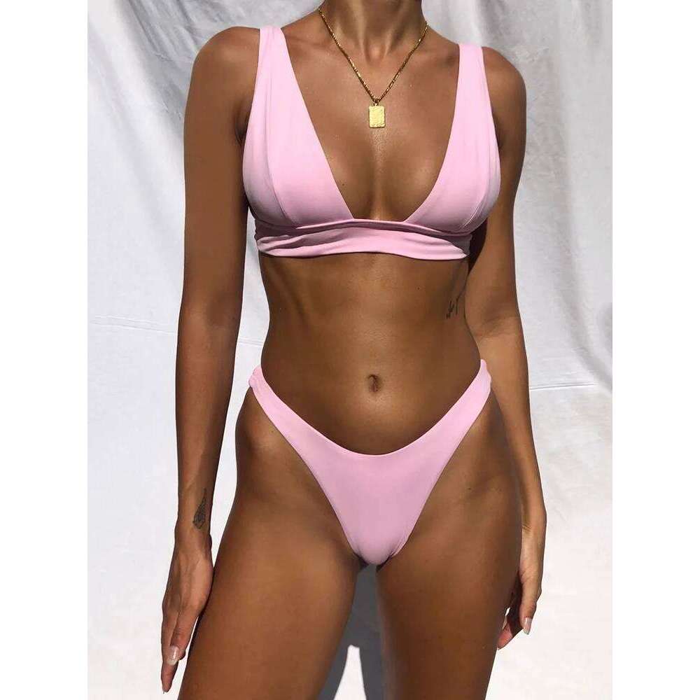 New Sexy 2025 Solid Swimsuit Women Swimwear Push Up Bikini Set Brazilian Bathing Summer Beach Wear Swimming Suit XL Z260206