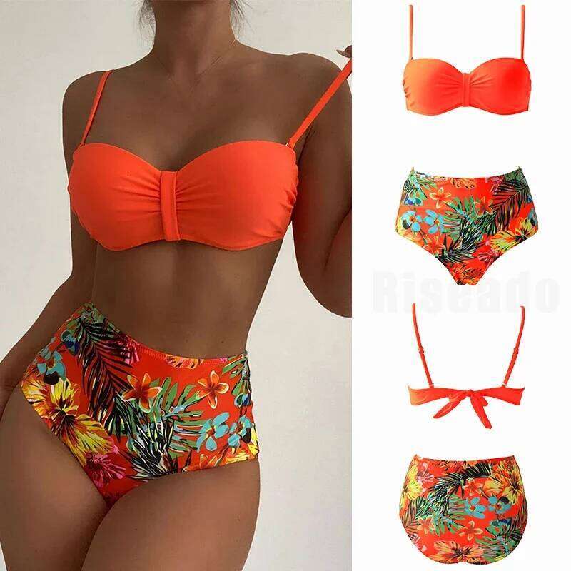 2024 High Waist Bikinis Woman Swimsuit Sexy Swimwear Women Trend Bikini Set New Push Up Bath Suits Bathing Suit Beach XJ260206