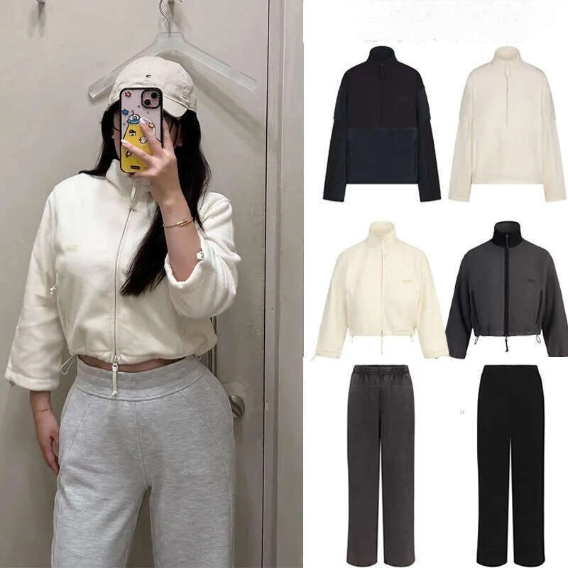 New Clothes Pant Sets Lamb Stand Up Thick Warm Skimss Lounge Yoga Gym Clothing Women Set Designer Jacket Fleece Coat Luanyun