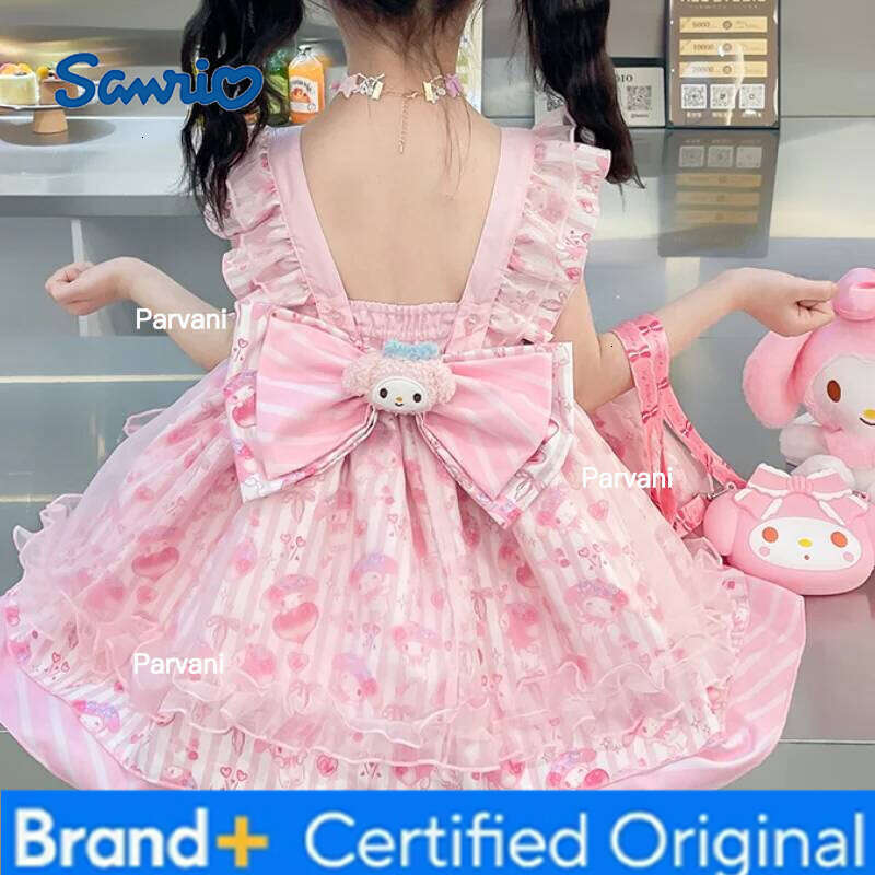 Sanrio Hello Kitty Princess Lolita Dress Soft Cotton For Girls Toddler Baby Children Summer 2024 New Cute Kids Apparel H260206 - view 6
