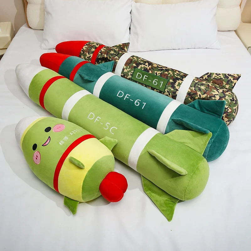 Plush Dong Feng Missile Toy Stuffed DF5C DF61 Throw Pillow Home Decor Birthday Gift Nuclear bomb Plush Toy For Boys 260129
