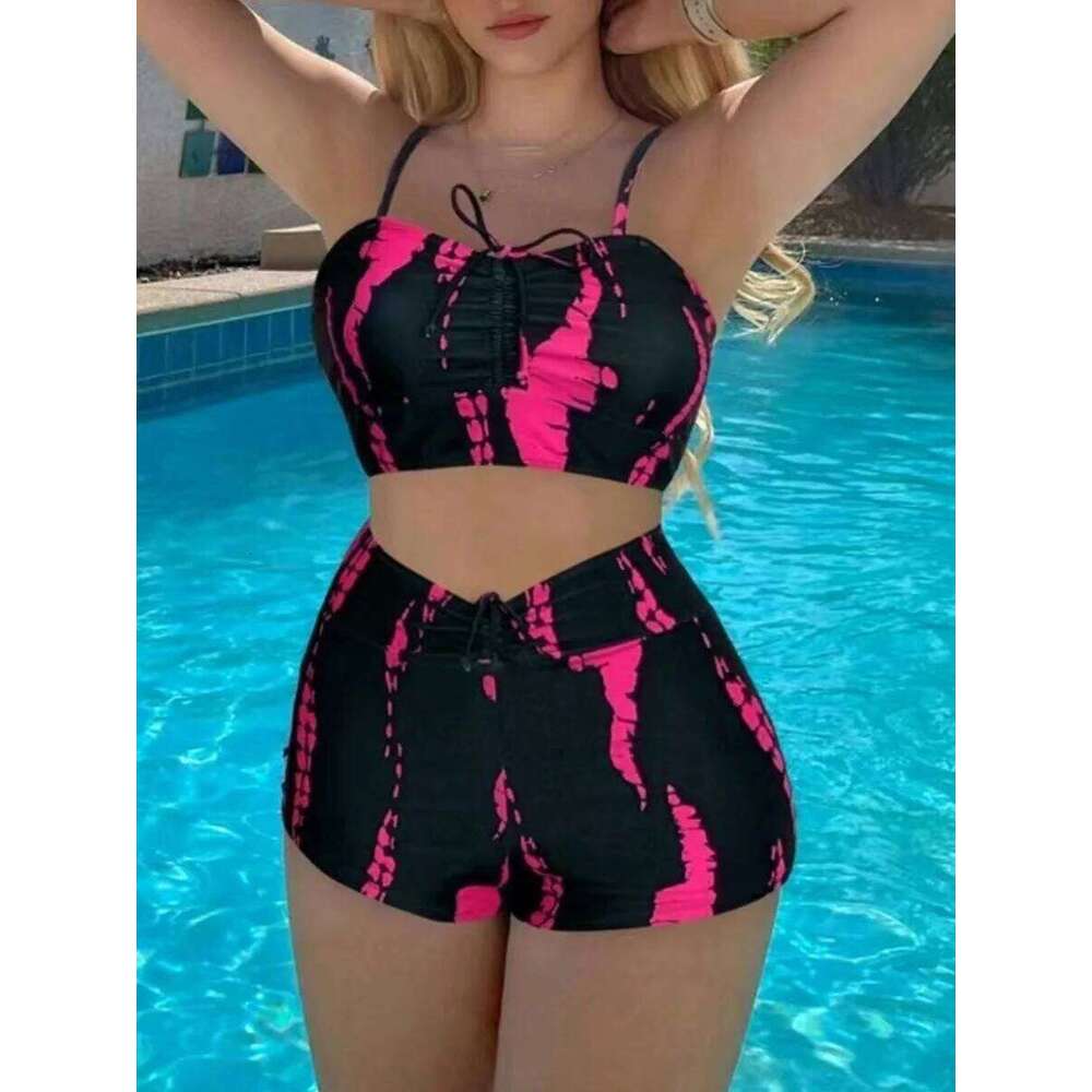 2025 Print High Waist String Two Piece Bikini Women Swimwear Female Swimsuit Bathers Bathing Swimming Suit Beachwear Summer Z260206