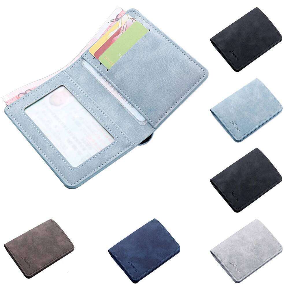 PU Leather Purse Frosted Card Holder Retro Embossed Folding Wallet Thin Men Soft Coin Pouch Bag For Women 2022 Trend 8*11cm Mini Y260206