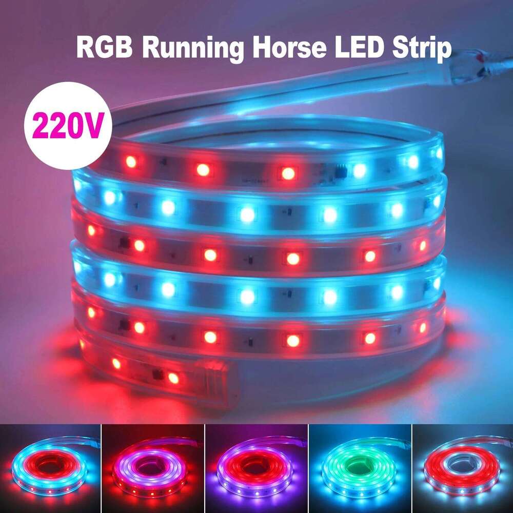 220V Strip Light SMD5050 WS2811 Running Water Ribbon Tape 30Leds/m Waterproof Flexible RGB LED Lights 2m 4m 6m 8m Z260206