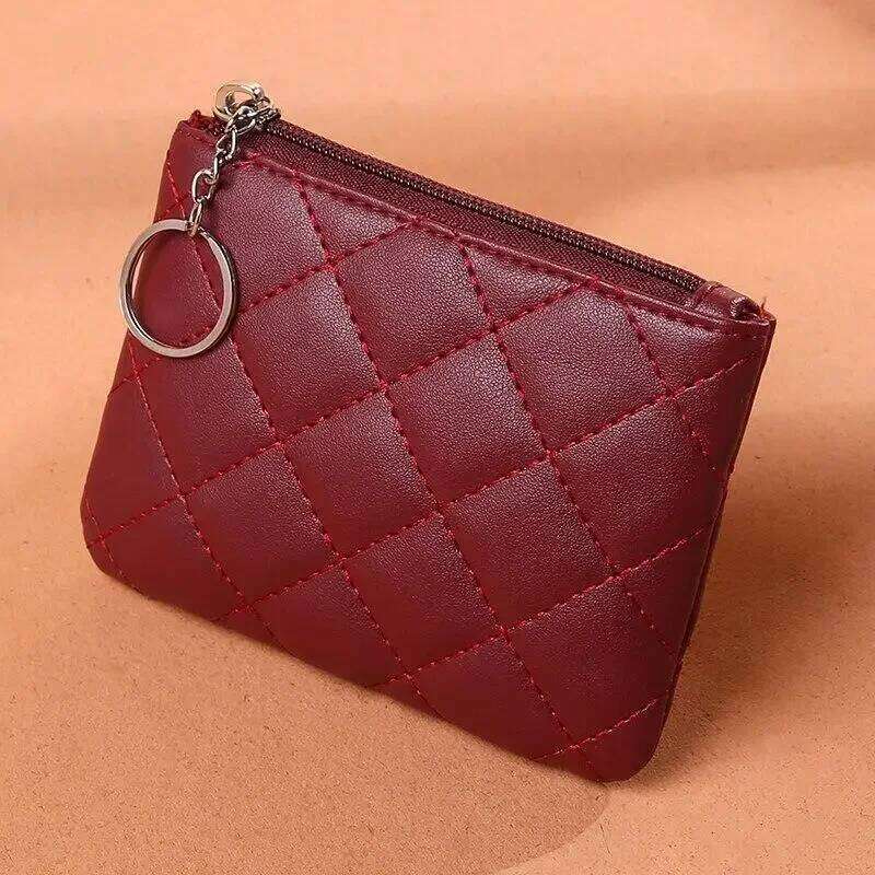 Women PU Leather Zip Wallet Key Chain Fashion Small Money short Change Pouch Coin Purse Y260206