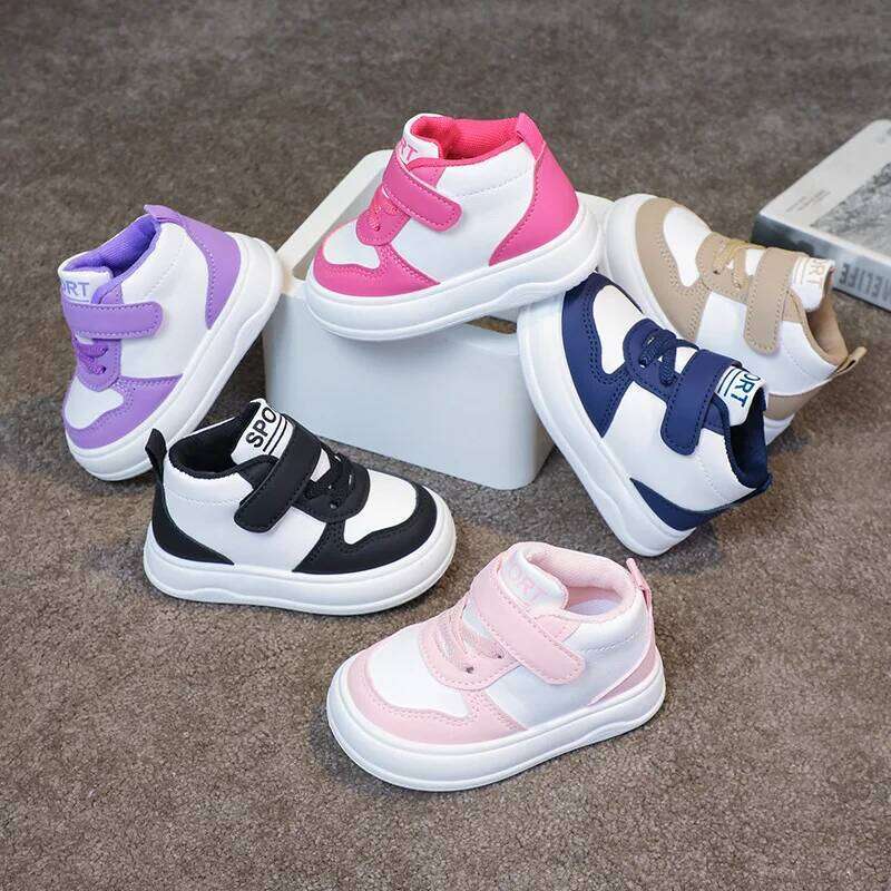 Fashion Kids Sneakers Spring Autumn High Top Breathable Casual Girls Non-slip Board Boys Outdoors Basketball Shoes 26Y0206