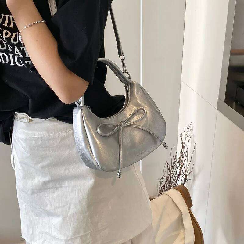 Bow Shaped Handbags For Women Solid Color Casual Letter Mini Single Shoulder Bags 2025 New Versatile Commuting Crossbody Bag Y260205