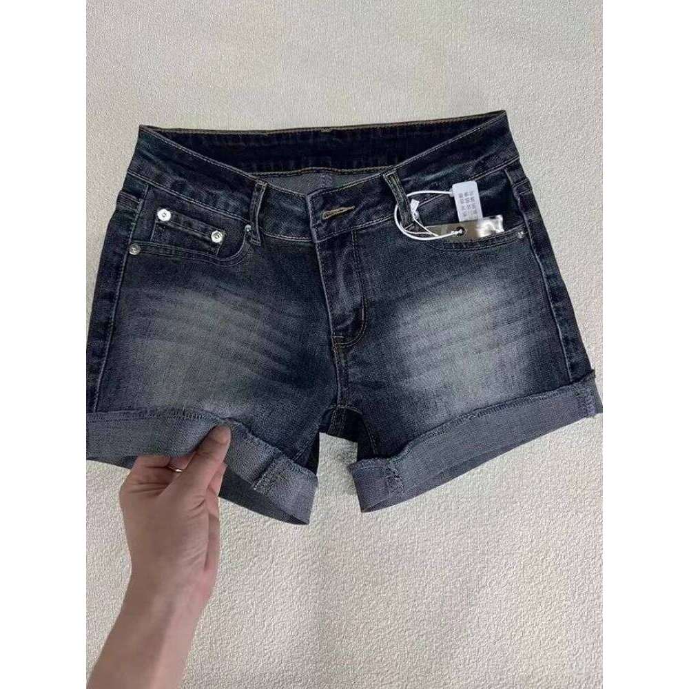 HOUZHOU Retro Denim Women Sexy Low Waist Hip Pop Washed American Vintage Distressed Harajuku Summer Jean Shorts XJ260206