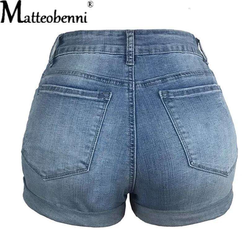 Women Fashion Ripped High Waisted Rolled Denim Vintage Hole Summer Casual Pocket Short Jeans Ladies Hotpants Shorts 2022 XJ260206