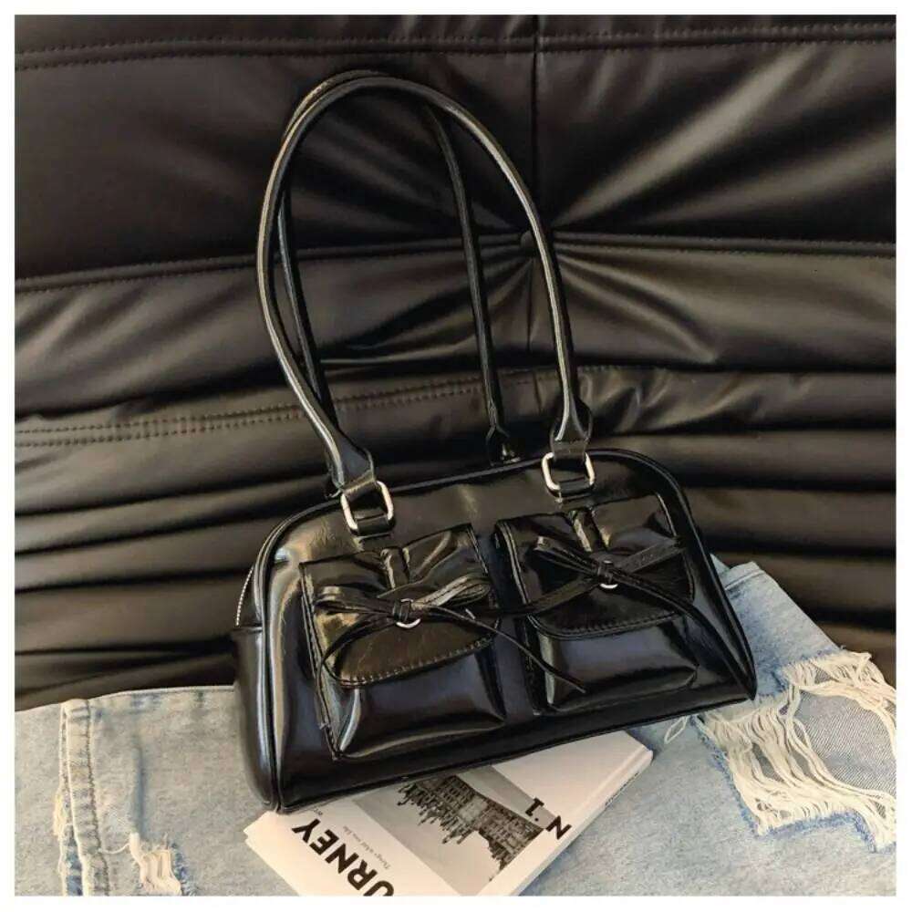Retro PU Tote Handbags Bow Purse Ballet Style Women's Shoulder Under The Arm Clutch Bag for Women Y260205