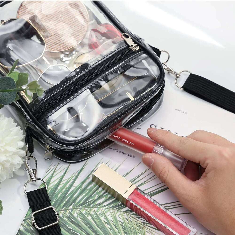 Women Clear Shoulder Stadium Approved PVC Concert Transparent Purse Simple Crossbody Bag With Front Pocket Casual Handbag XJ260129