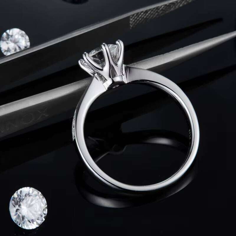 Custom 18K White Gold Women's VVS Diamond Eternal Moissanite Ring Round Shape Sterling Silver 925 Wedding Engagement Party