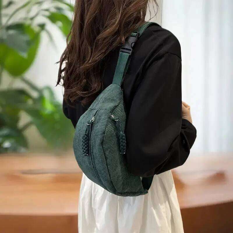 Half Moon Waist Corduroy Running Belt Bags Large Capacity New Fashion Women's Chest Crossbody Bag XJ260129