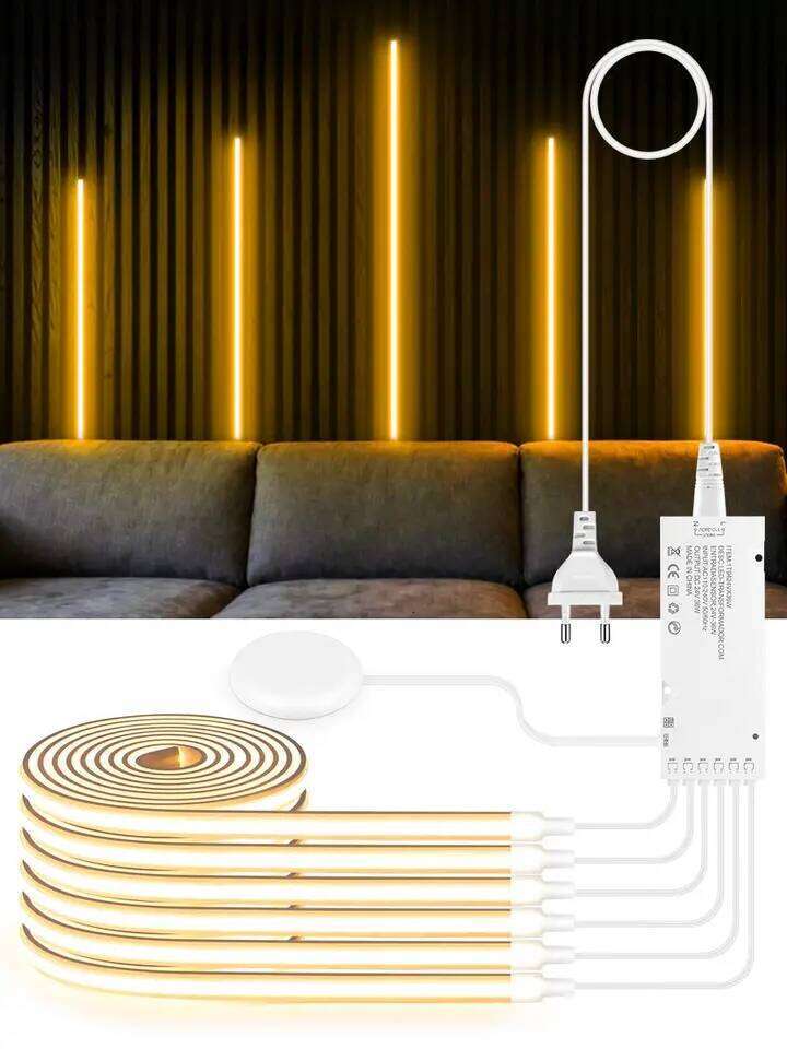 Embedded Acoustic Panel Decor Self-Adhesive Neon COB Strip Light Kit Wood Grain Grille Curtain Wall Backlight LED Tape Z260206