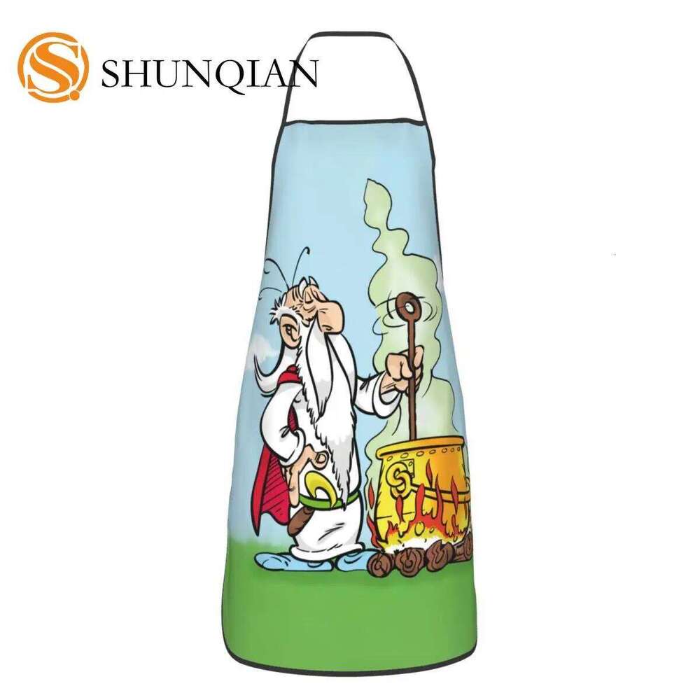 Custom Asterix And Obelix Aprons for Men Women Unisex Adult Chef Cooking Kitchen Anime Cartoon Tablier Cuisine Painting S260205