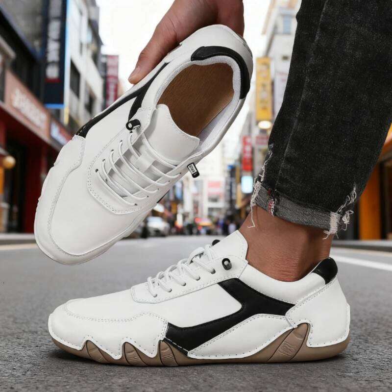 Men Casual Handmade Leather Lightweight Sneakers Comfortable Non-slip Rubber Sole Breathable Daily Walking Shoes 2026 New