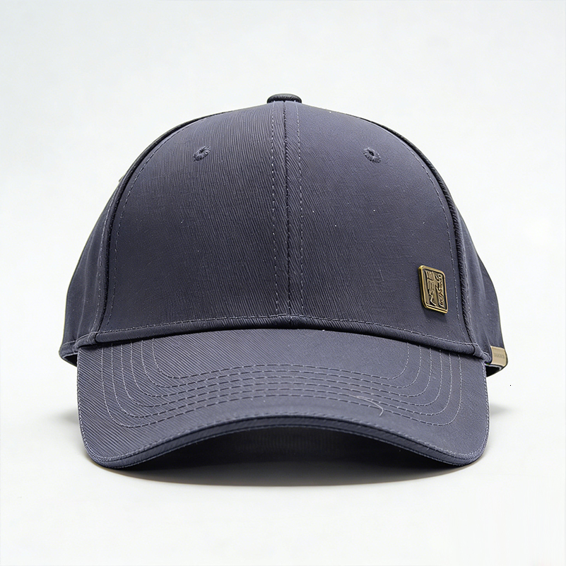 Men's Women's Navy Blue Metal Badge Cap Adjustable Curved Brim Casual Business Hat