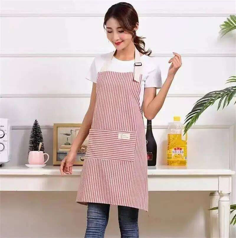 Cotto Linen Striped With Thin Cotton Fabric Waistband For Stain Oil Resistance Coffee Overalls Apron Kitchen Accessories S260205