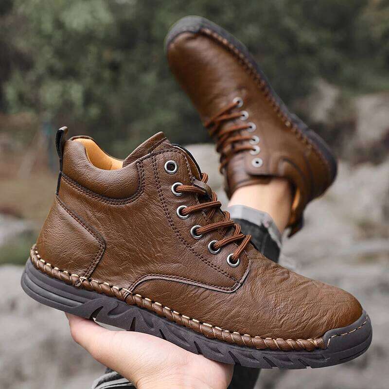 Men's Top High Quality Soft Sole Comfortable Flat Bottom Walking Shoes Classic Versatile Business Casual Bare Boots