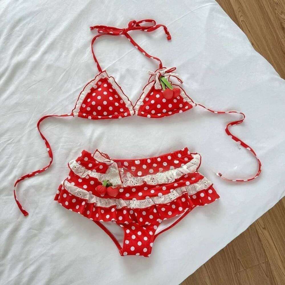 2025 Swimwear Beach Style Bikinis Beachwear Bathing Suit Sexy Lace-up Splicing Vintage Y2k Bikini Sets Holidays Swimsuit Women Z260206
