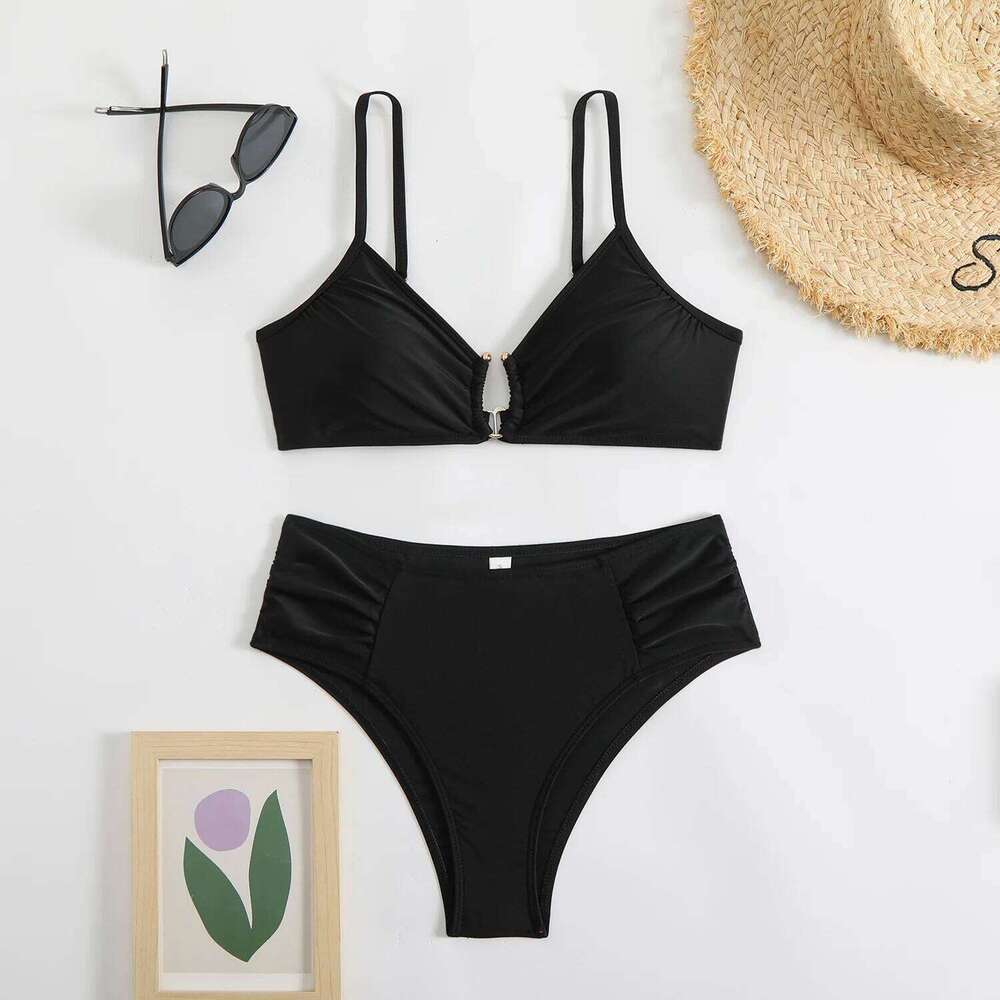 New solid color women's bikini split beach swimsuit XJ260206