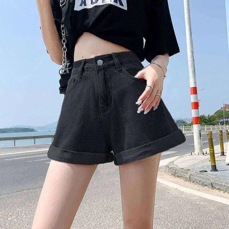 Summer Women's Denim High Waist Blue Cotton Wide-leg Short Pants Girl's Student Mini Korean Fashion Womens Jean Shorts H260206
