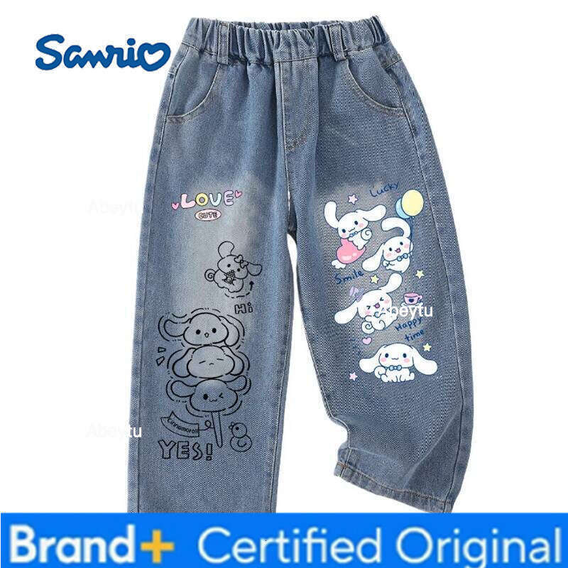 Sanrio Cinnamoroll Boy u Hello Kitty Jeans My Melody Pants Girl Kawaii Straight Trousers Anime Gift H260206