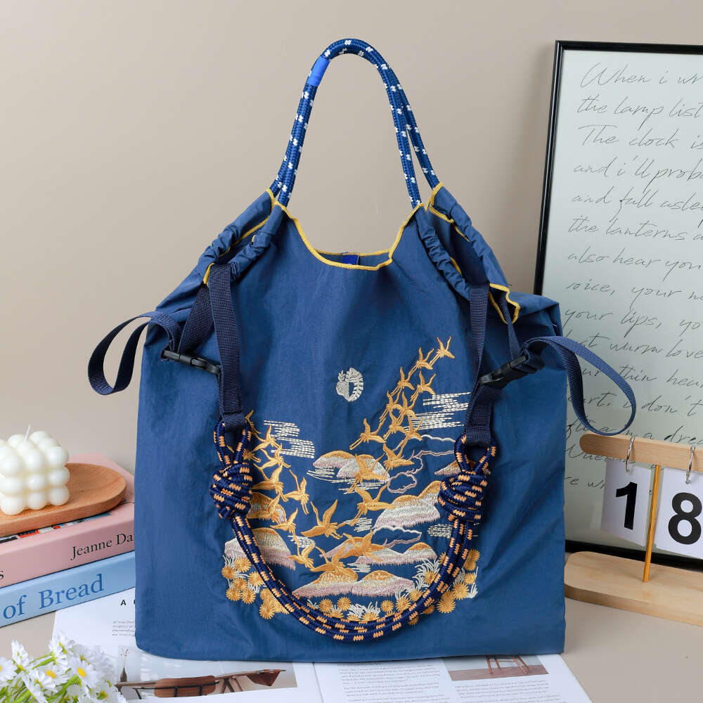 New Shoulder Large Capacity Women's Eco-Friendly Shopping Embroidered Crossbody Nylon Tote Bag MASA