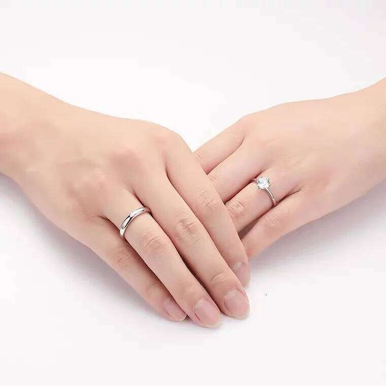 2pcs 925 Sterling Couple Rings Zircom For Women Man Exquisite Student Girlfriend Silver Jewelry Accessories Wedding W260206