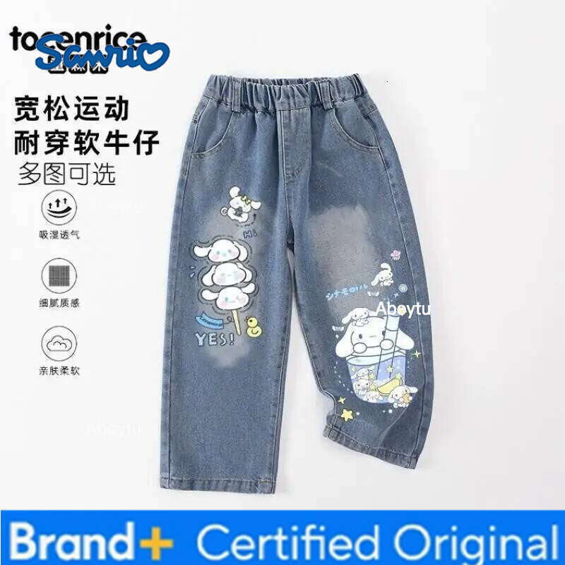 Sanrio Kuromi Hello Kitty My Melody Straight Leg Jeans for Girls Spring and Autumn Casual Wear Fashionable Style Denim Pants H260206