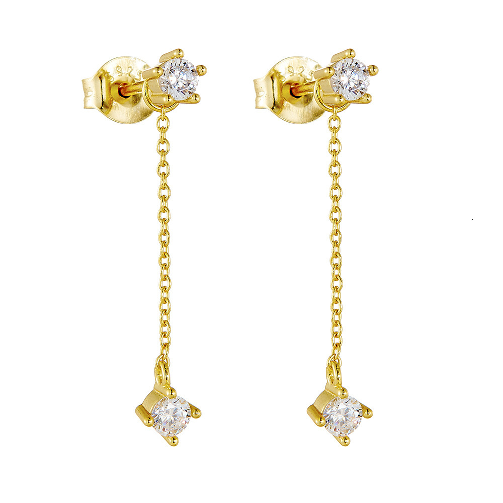 S925 sterling silver diamond-studded tassel chain earrings, light luxury ins-style unique niche earrings