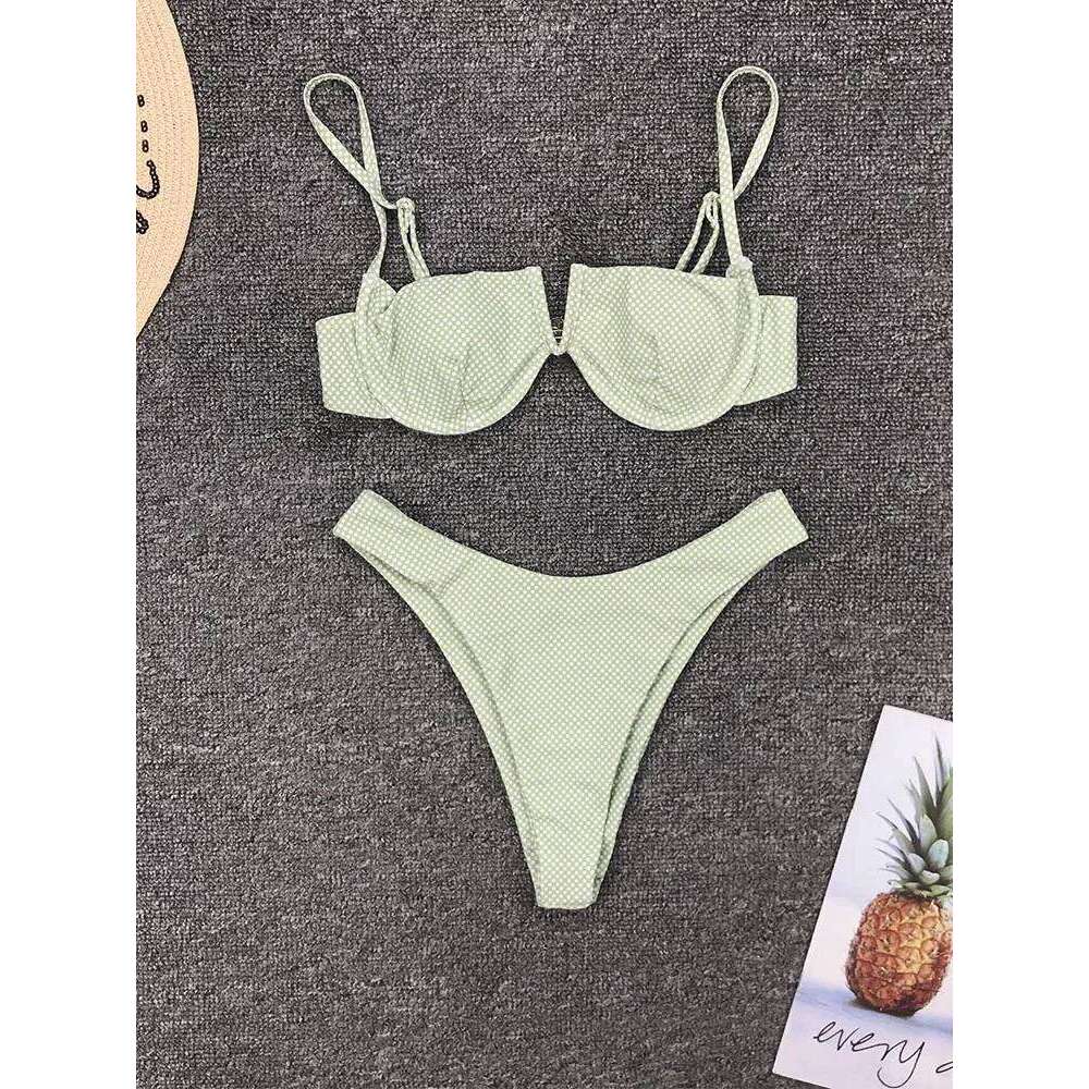 2025 New Sexy V Neck Swimwear Women Two Pieces Swimsuit Push Up Bikini Set Brazilian Bathing Beachwear Swimming Suit XJ260206