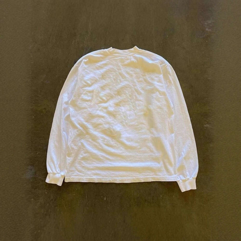 300g heavyweight pure cotton! American retro style with small letter design print, unisex versatile long-sleeve T-shirt for autumn fashion