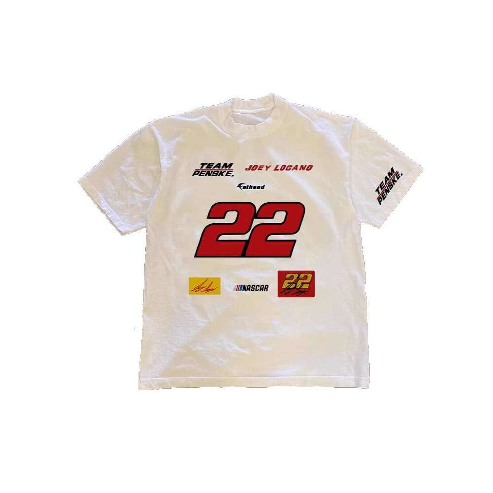 250g heavyweight pure cotton! American-style oversized number 22 printed couple's loose-fitting short-sleeve T-shirt for women and trendy men