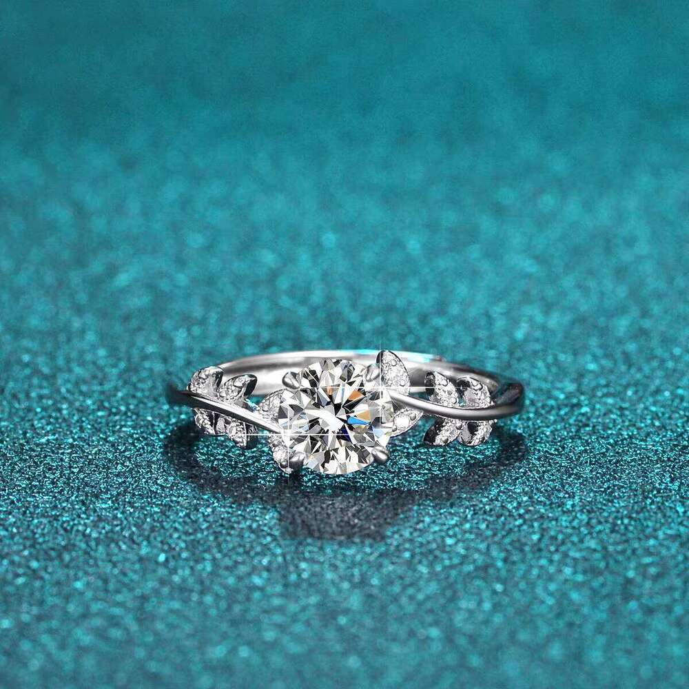 S925 Sterling Silver Laurel Ring 1 Karat Moissanite Adjustable Fashionable Wedding Rings Jewelry Women