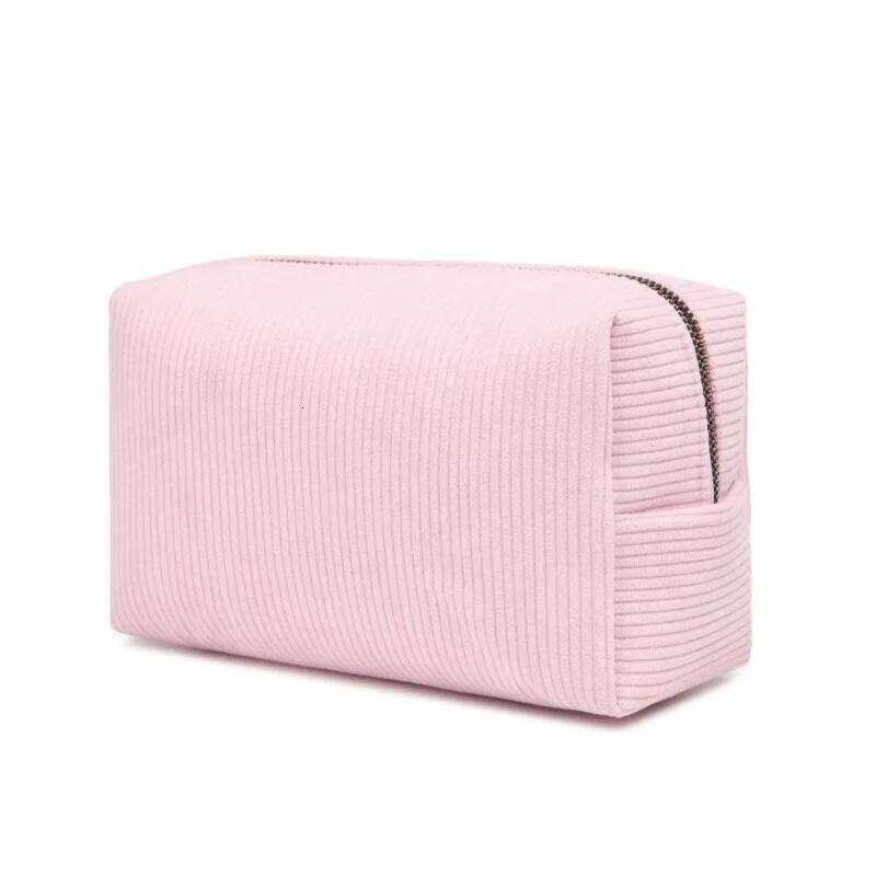 Corduroy Cosmetic Pink/Purple Storage Make Up Bags for Women Lady with Zipper Travel Washiong Solid Colour Makeup Bag Y260206