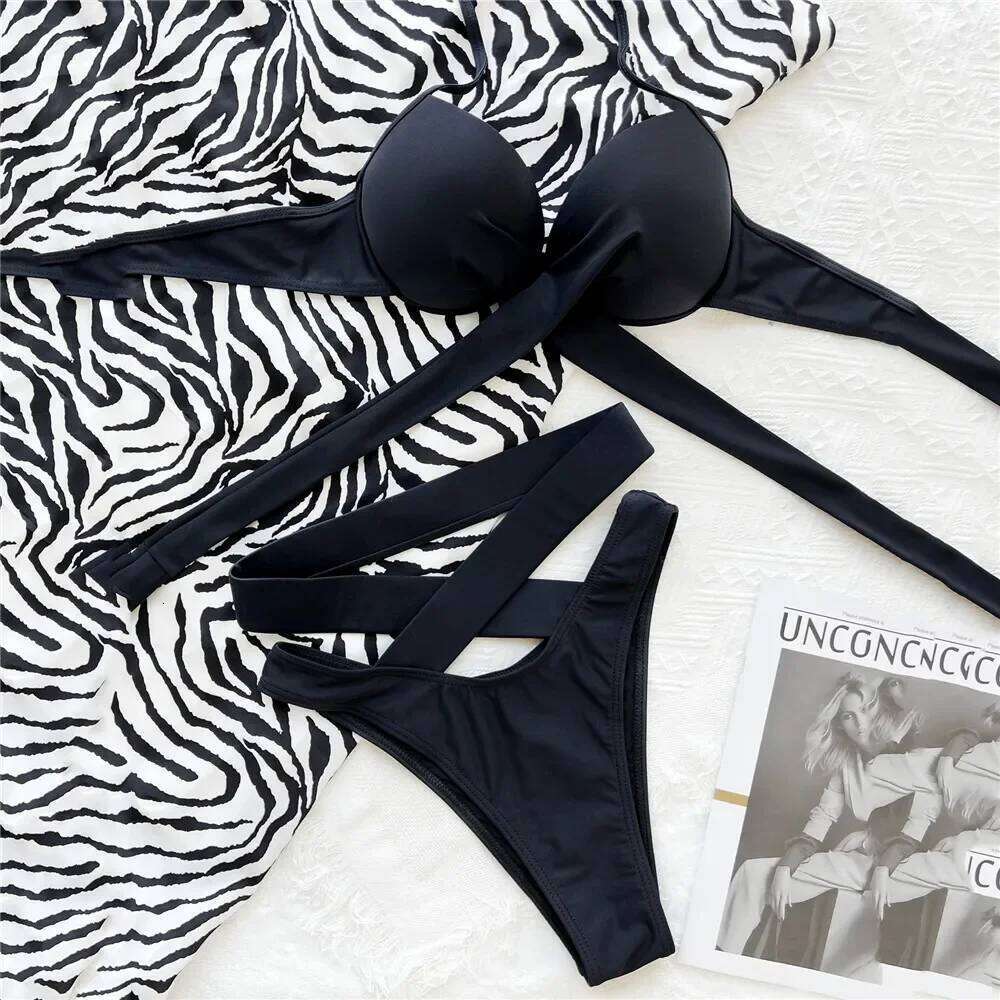 Twisted Bandage Halter Bikini 2025 Mujer High Waist Swimwear Women Swimsuit Bathing Suit Brown Brazilian Bikinis Sets Beach wear Z260206