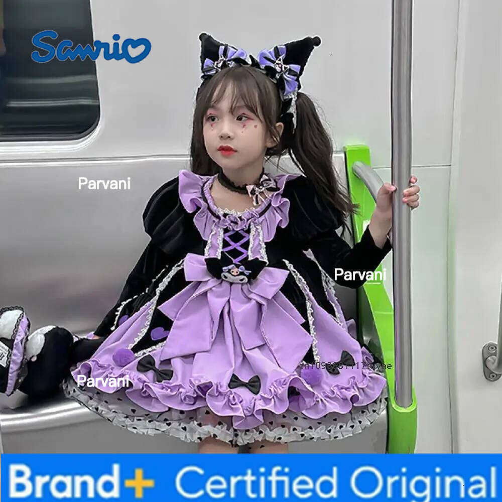 Sanrio Kawaii Kuromi Children Lolita Cosplay Princess Anime Girls High-Quality Purple Dress Puffy Skirt Cute Halloween Gift H260206 - view 3