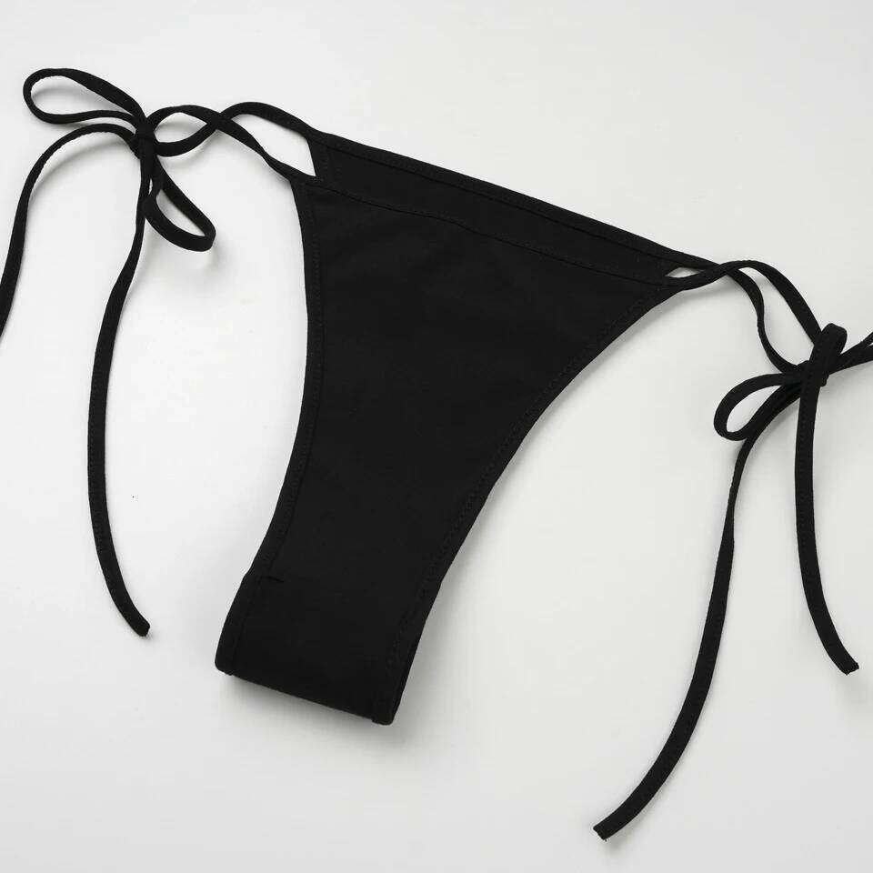 Sexy Bikini 2024 Women Cross Embroidery Split Bathing Suit Underwear Lingerie Goth Swimsuit Low Waist Bikinis Beach Swimwear Z260206