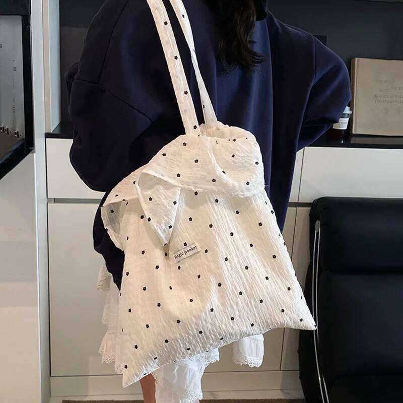 All-match Wave Point Chiffon Shoulder Large Capacity Fairy Mesh Handbag Commuting Korean Style Tote Bag Women Y260205