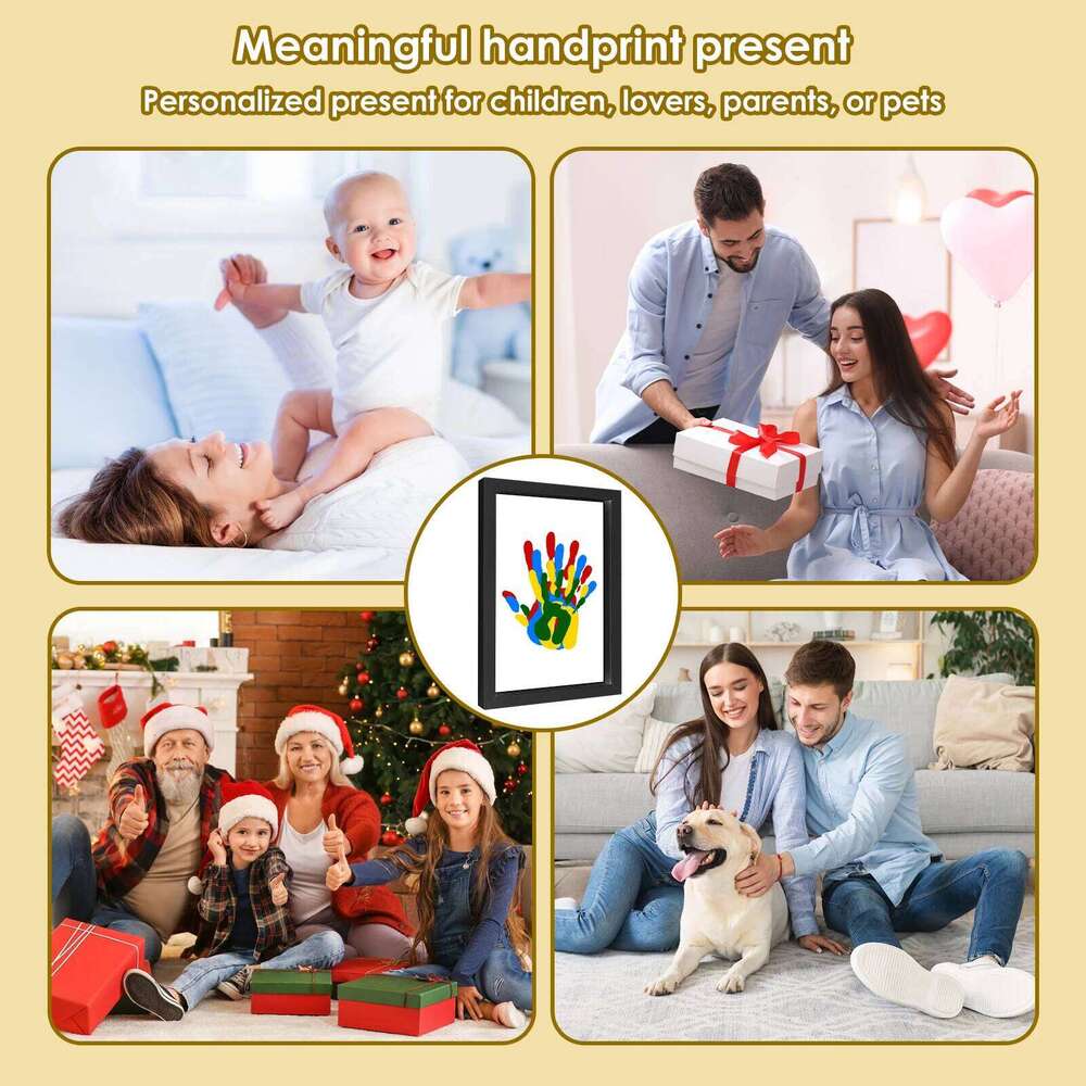 WoodPhoto Frame Kit Handmade Keepsake Clear DIY Handprint Footprint Souvenir for Family Baby Pet S260205